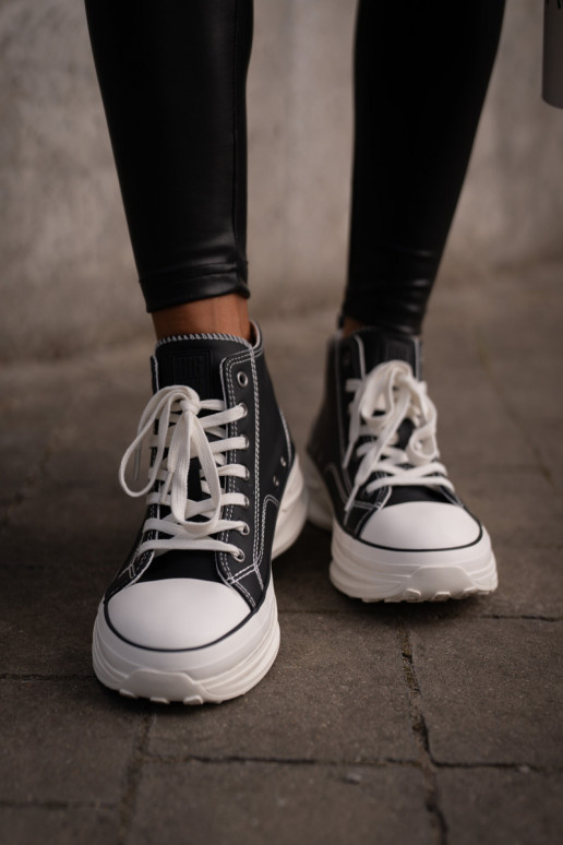 sieviešu puszābaki ar platformu Eko Āda Big Star OO274063 melnas krāsas