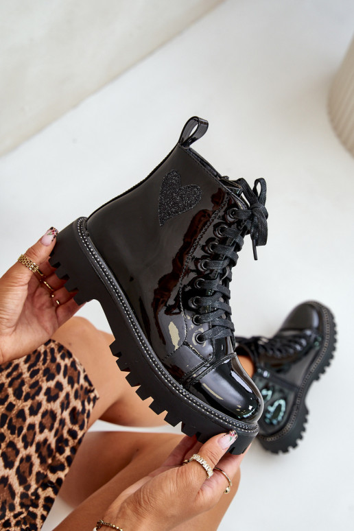 Laque Sieviešu puszābaki Uz pili Ar greznu Heartsm melnas krāsas Obeena