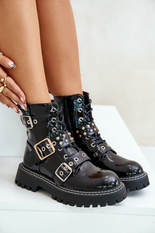 Laque zābaki ar sprādzēm melnas krāsas Serizia Laque zābaki ar sprādzēm melnas krāsas Serizia