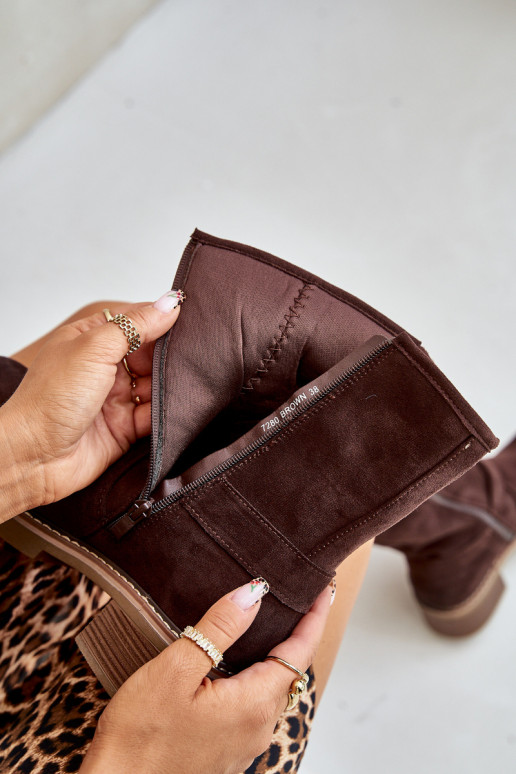 Sieviešu puszābaki Uz Zema Papēža ar sprādzēm brūnas krāsas Zudra