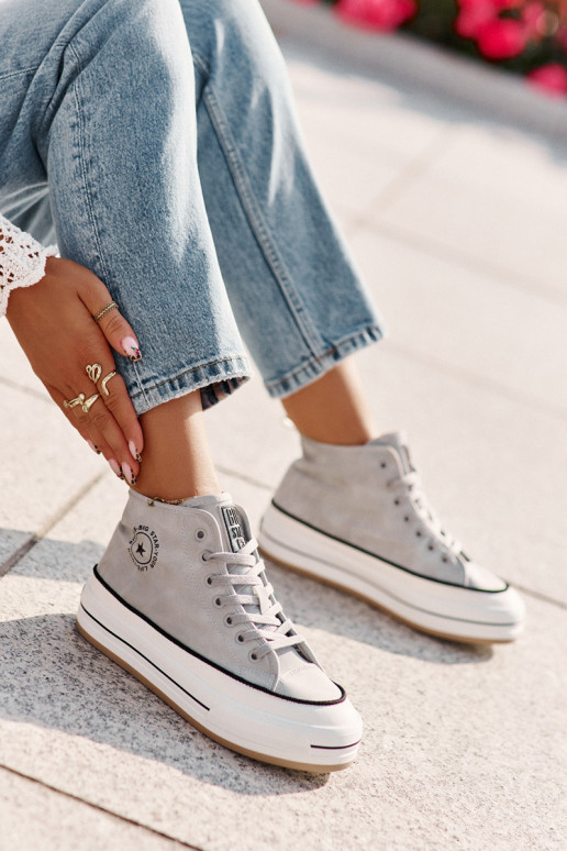 siltināti sieviešu puszābaki ar platformu Eko Āda Big Star OO274069 Zilas krāsas