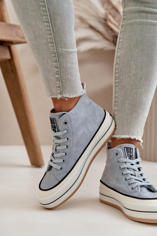 siltināti sieviešu puszābaki ar platformu Eko Āda Big Star OO274069 Zilas krāsas