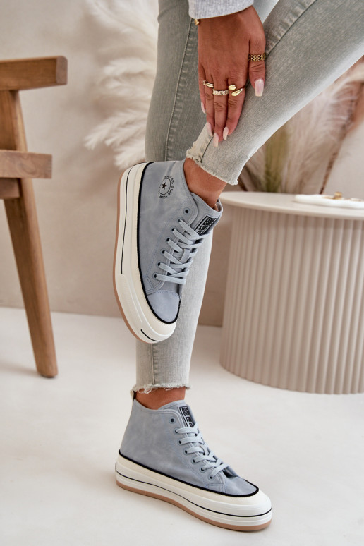 siltināti sieviešu puszābaki ar platformu Eko Āda Big Star OO274069 Zilas krāsas