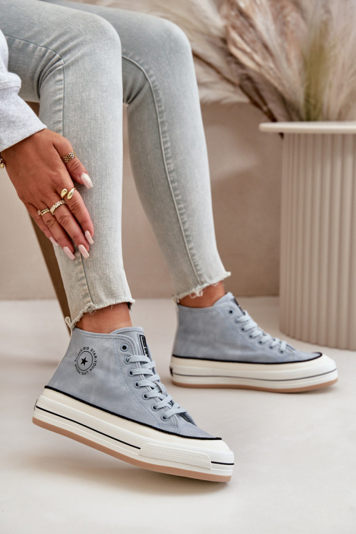 siltināti sieviešu puszābaki ar platformu Eko Āda Big Star OO274069 Zilas krāsas