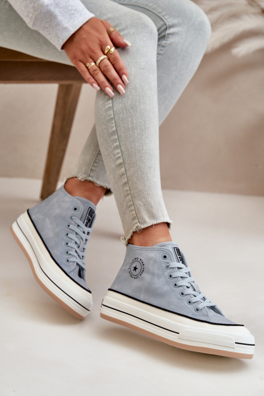 siltināti sieviešu puszābaki ar platformu Eko Āda Big Star OO274069 Zilas krāsas