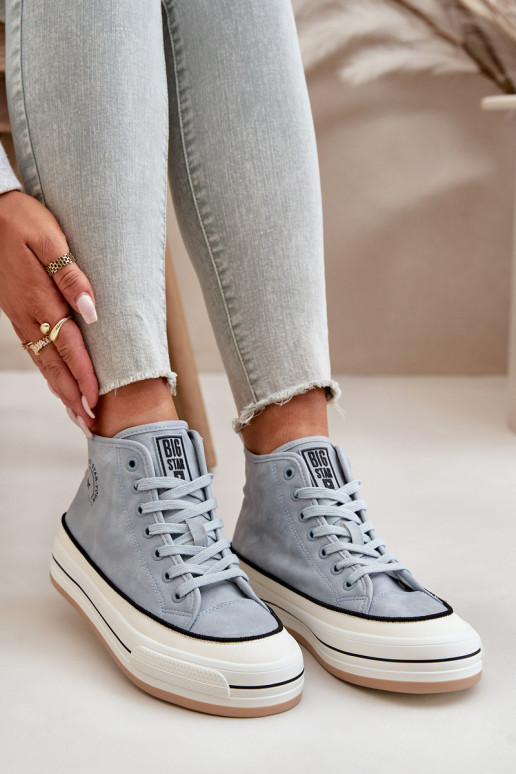 siltināti sieviešu puszābaki ar platformu Eko Āda Big Star OO274069 Zilas krāsas