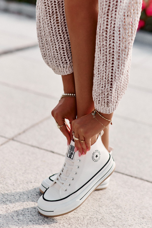 siltināti sieviešu puszābaki ar platformu Eko Āda Big Star OO274061 baltas krāsas