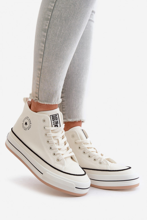 siltināti sieviešu puszābaki ar platformu Eko Āda Big Star OO274061 baltas krāsas