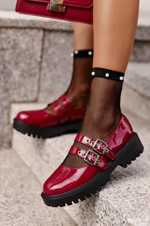 apavi Sieviešu Ar svītrām Laque bordo krāsas Terione