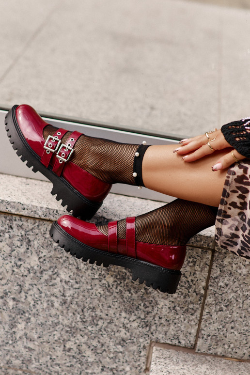 apavi Sieviešu Ar svītrām Laque bordo krāsas Terione