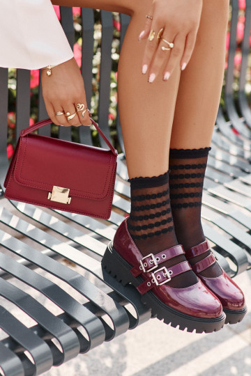 apavi Sieviešu Ar svītrām Laque bordo krāsas Terione 2