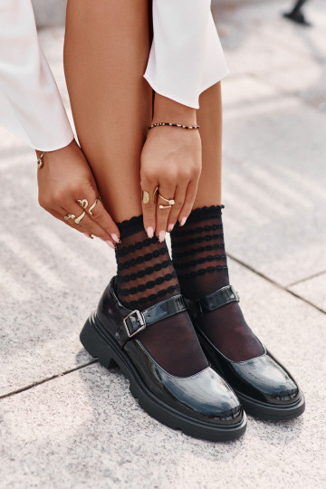 Laque apavi Sieviešu ar siksniņām melnas krāsas Vinceza 62179