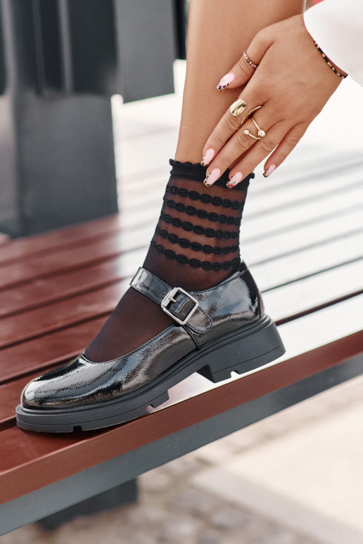 Laque apavi Sieviešu ar siksniņām melnas krāsas Vinceza 62179