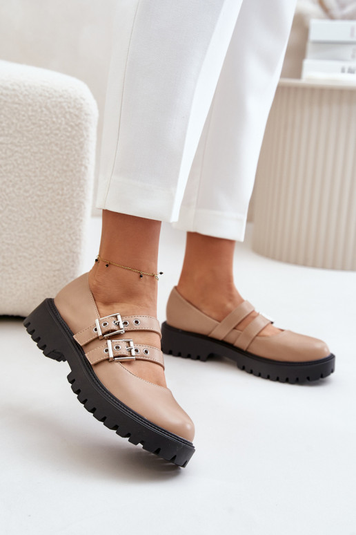 apavi Sieviešu Ar svītrām Eko Āda smilšu krāsas Terione