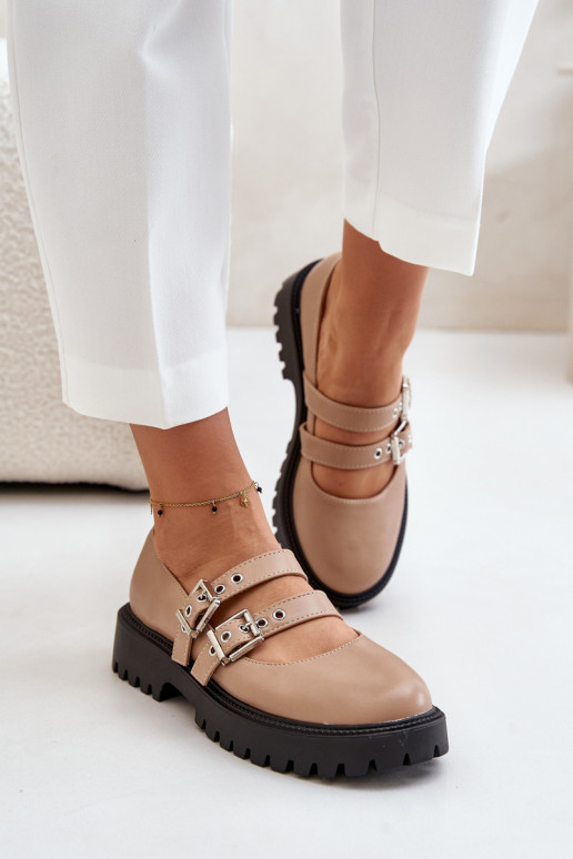 apavi Sieviešu Ar svītrām Eko Āda smilšu krāsas Terione