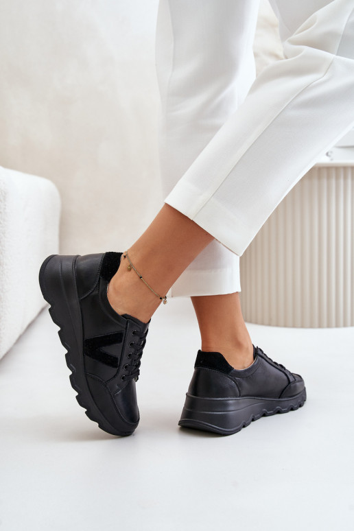 Āda sporta apavi Sieviešu Vinceza 7918 melnas krāsas Āda sporta apavi Sieviešu Vinceza 7918 melnas krāsas