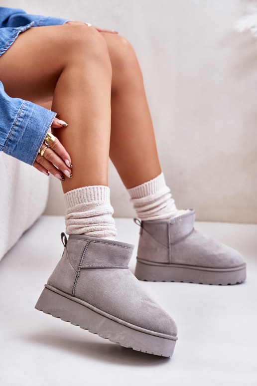 sniega apavi Sieviešu ar platformu siltināti ar kažokādu Pelēkas krāsas Xamella sniega apavi Sieviešu ar platformu siltināti ar kažokādu Pelēkas krāsas Xamella