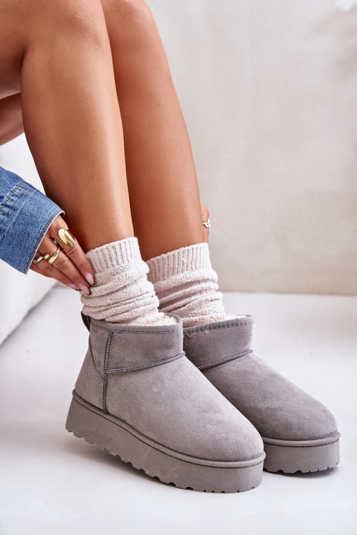 sniega apavi Sieviešu ar platformu siltināti ar kažokādu Pelēkas krāsas Xamella sniega apavi Sieviešu ar platformu siltināti ar kažokādu Pelēkas krāsas Xamella