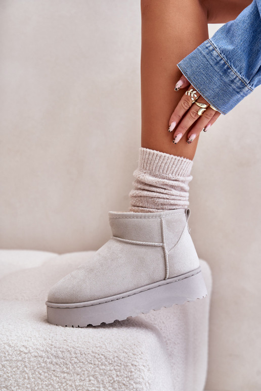 sniega apavi Sieviešu ar platformu siltināti ar kažokādu Pelēkas krāsas Xamella sniega apavi Sieviešu ar platformu siltināti ar kažokādu Pelēkas krāsas Xamella