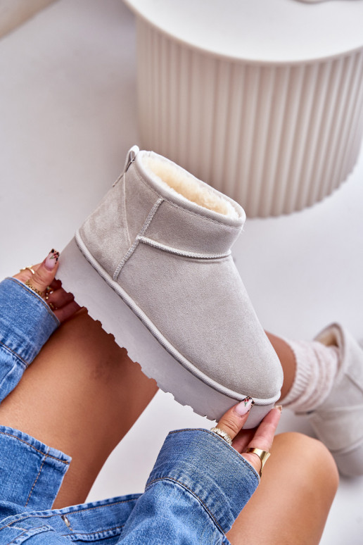 sniega apavi Sieviešu ar platformu siltināti ar kažokādu Pelēkas krāsas Xamella sniega apavi Sieviešu ar platformu siltināti ar kažokādu Pelēkas krāsas Xamella