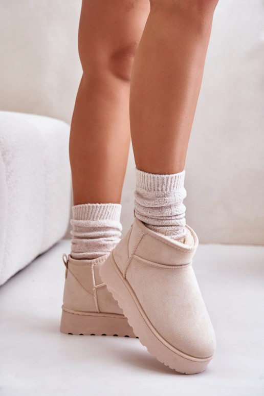 sniega apavi Sieviešu ar platformu siltināti ar kažokādu Ziloņkaula krāsas Xamella sniega apavi Sieviešu ar platformu siltināti ar kažokādu Ziloņkaula krāsas Xamella