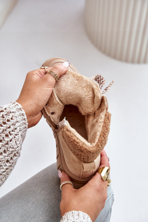 Sieviešu siltināti Sieviešu puszābaki apavi ar platformu brūnas krāsas Alcyhen