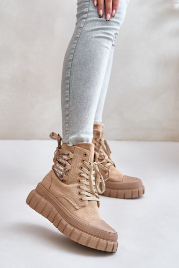 Sieviešu puszābaki ar platformu Ar greznu Šņorēšanam brūnas krāsas Edidda