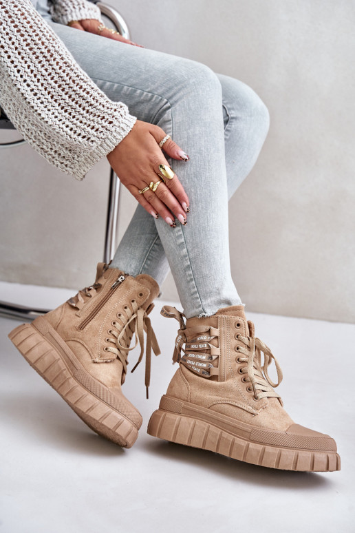 Sieviešu puszābaki ar platformu Ar greznu Šņorēšanam brūnas krāsas Edidda