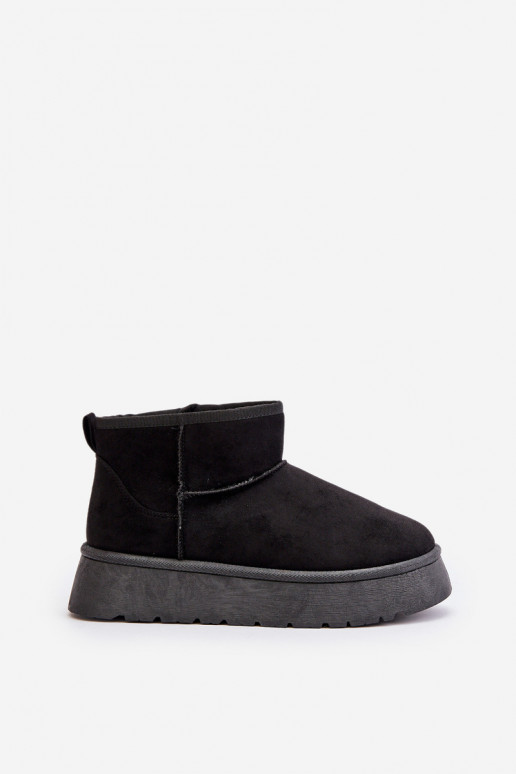 Zems sniega apavi Sieviešu ar platformu siltināti ar kažokādu melnas krāsas Saldren