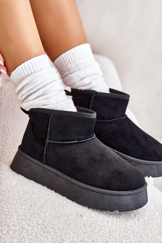 Zems sniega apavi Sieviešu ar platformu siltināti ar kažokādu melnas krāsas Saldren