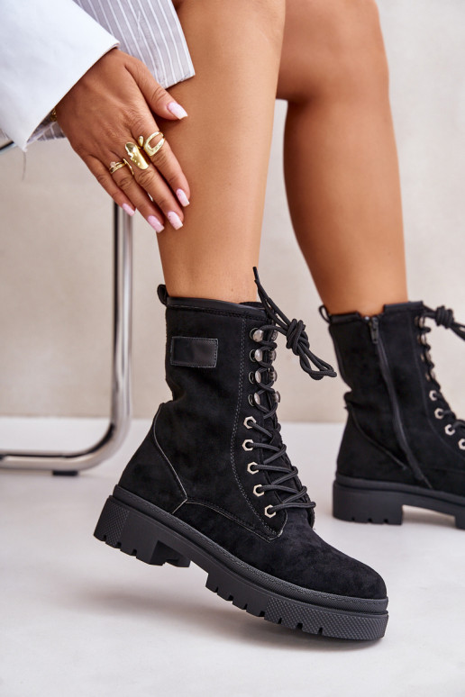 zābaki Sieviešu Uz pili Z Eko zamšādau melnas krāsas Savalann zābaki Sieviešu Uz pili Z Eko zamšādau melnas krāsas Savalann