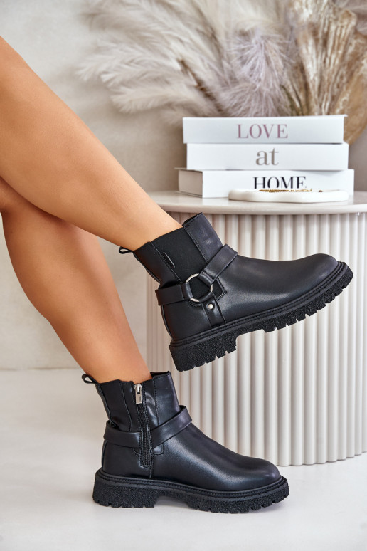 stilīgi puszābaki siltināti Uz pili Big Star OO274A128 melnas krāsas