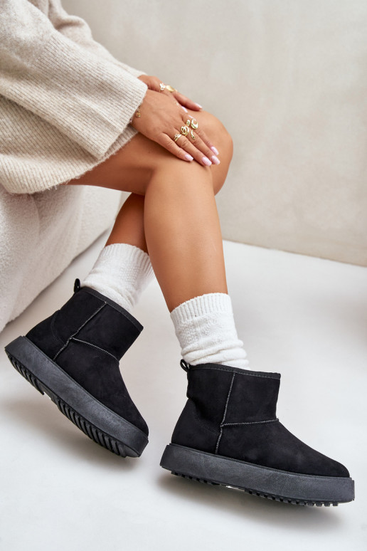 Sieviešu sniega apavi ar platformu Z Eko zamšādau melnas krāsas Atteria Sieviešu sniega apavi ar platformu Z Eko zamšādau melnas krāsas Atteria