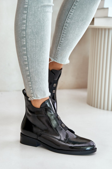 Laque Sieviešu puszābaki Uz pili siltināti Plakans papēdis S.Barski HY42-717 melnas krāsas