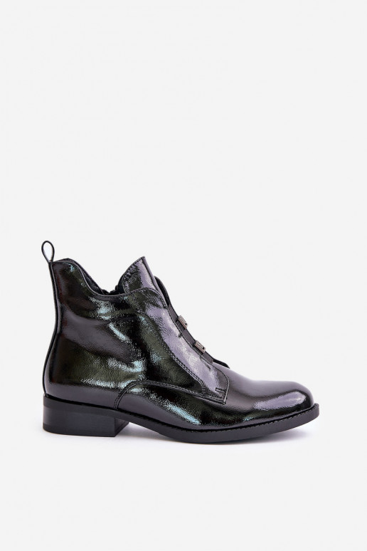 Laque Sieviešu puszābaki Uz pili siltināti Plakans papēdis S.Barski HY42-717 melnas krāsas Laque Sieviešu puszābaki Uz pili siltināti Plakans papēdis S.Barski HY42-717 melnas krāsas