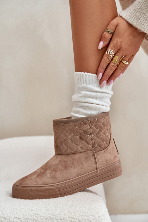 Sieviešu puszābaki sniega apavi Uz pili siltināti ar kažokādu Big Star OO274A524 smilšu krāsas