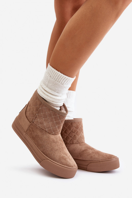 Sieviešu puszābaki sniega apavi Uz pili siltināti ar kažokādu Big Star OO274A524 smilšu krāsas