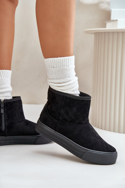 Sieviešu puszābaki sniega apavi Uz pili siltināti ar kažokādu Big Star OO274A522 melnas krāsas