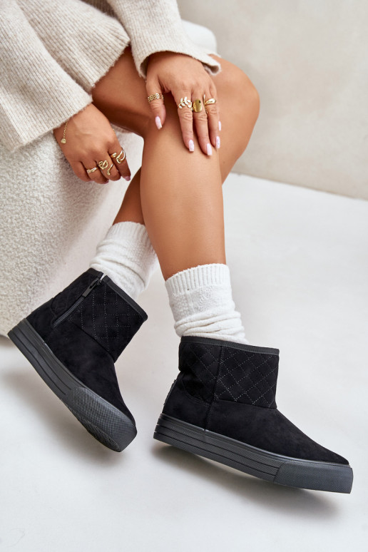 Sieviešu puszābaki sniega apavi Uz pili siltināti ar kažokādu Big Star OO274A522 melnas krāsas