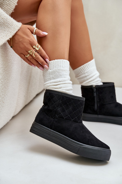 Sieviešu puszābaki sniega apavi Uz pili siltināti ar kažokādu Big Star OO274A522 melnas krāsas