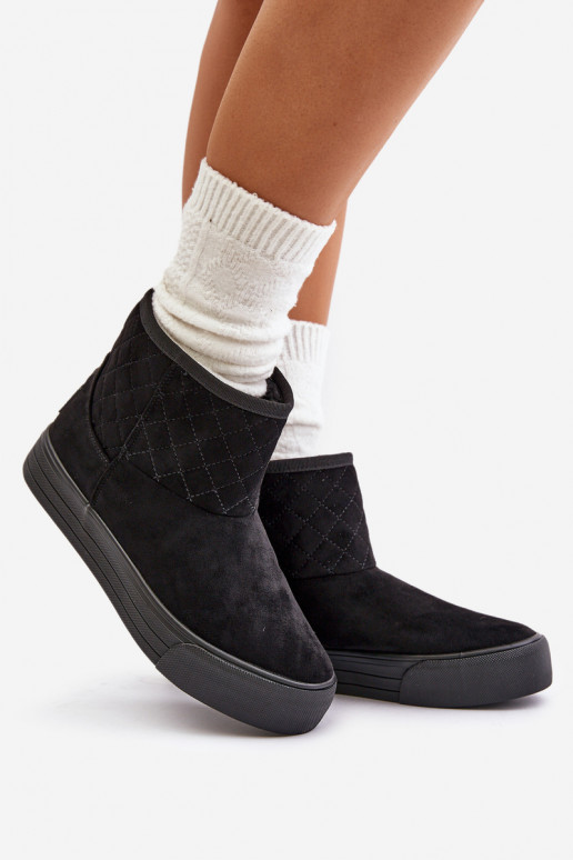 Sieviešu puszābaki sniega apavi Uz pili siltināti ar kažokādu Big Star OO274A522 melnas krāsas