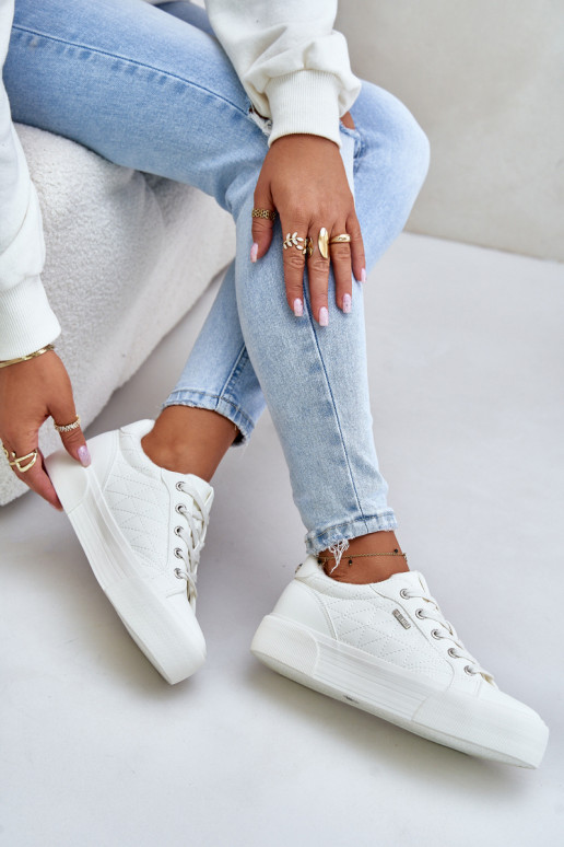 sieviešu puszābaki ar platformu siltināti Big Star OO274A464 baltas krāsas