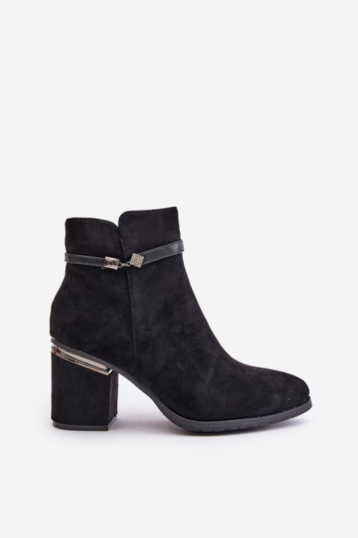 siltināti Sieviešu puszābaki ar dekorētiem papēžiem Vinceza 16446 melnas krāsas siltināti Sieviešu puszābaki ar dekorētiem papēžiem Vinceza 16446 melnas krāsas