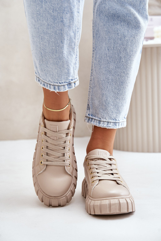 siltināti Sneakers modeļa apavi Sieviešu Big Star MM274618 smilšu krāsas siltināti Sneakers modeļa apavi Sieviešu Big Star MM274618 smilšu krāsas