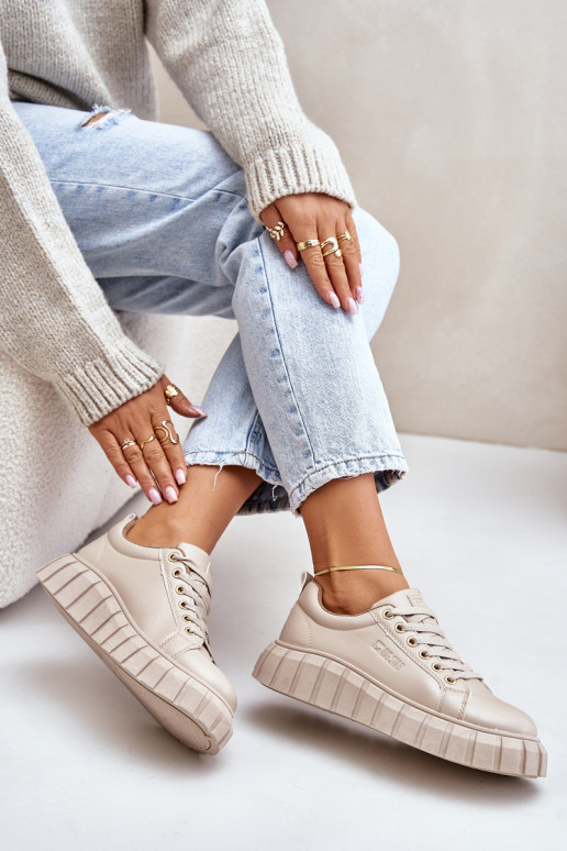 siltināti Sneakers modeļa apavi Sieviešu Big Star MM274618 smilšu krāsas siltināti Sneakers modeļa apavi Sieviešu Big Star MM274618 smilšu krāsas