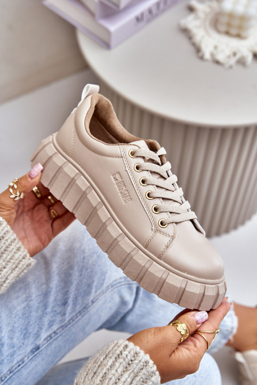 siltināti Sneakers modeļa apavi Sieviešu Big Star MM274618 smilšu krāsas siltināti Sneakers modeļa apavi Sieviešu Big Star MM274618 smilšu krāsas