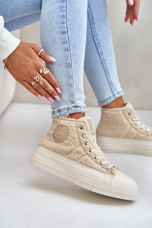 siltināti sieviešu puszābaki ar kažokādu Typu Baranek Big Star OO274A444 smilšu krāsas siltināti sieviešu puszābaki ar kažokādu Typu Baranek Big Star OO274A444 smilšu krāsas