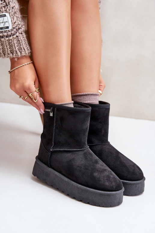 Augsts sniega apavi Sieviešu ar platformu Big Star OO274898 melnas krāsas