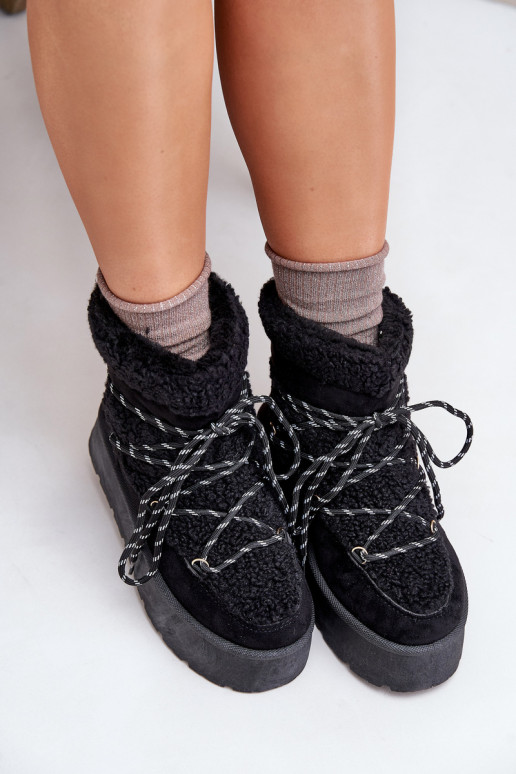 sniega apavi ar platformu un stilīgām detaļām melnas krāsas Izathiel