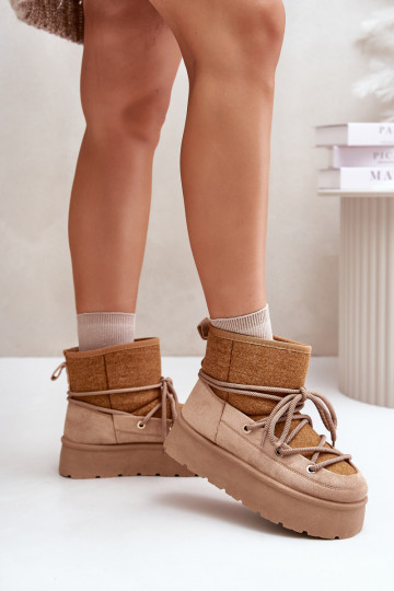 sniega apavi ar stilīgām detaļām ar platformu brūnas krāsas Tā irvora